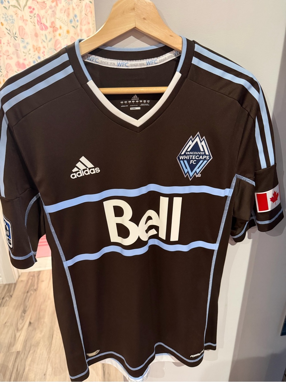adidas Vancouver Whitecaps FC Black and Light Blue Men's Soccer Jersey